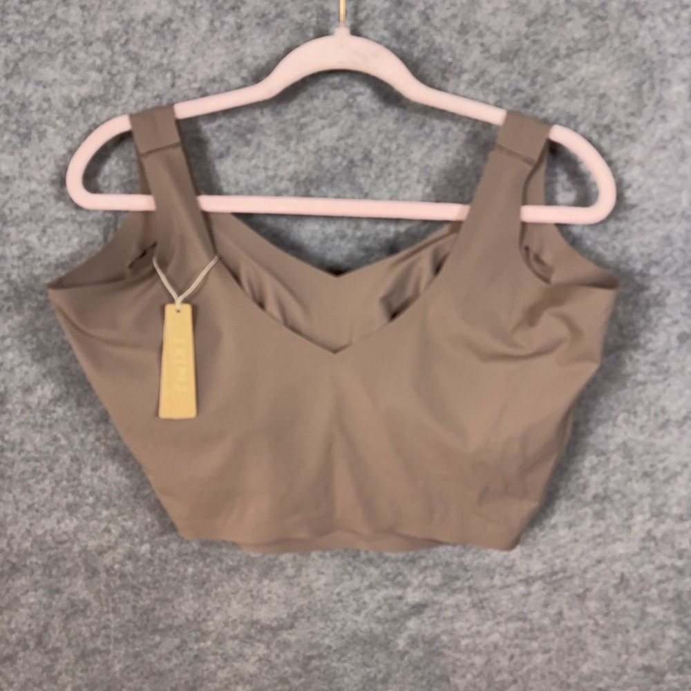 Skims Naked Plunge Tank Bra Sz 5X Brown Wireless‎ Stretch Pullover NWT - Picture 2 of 8